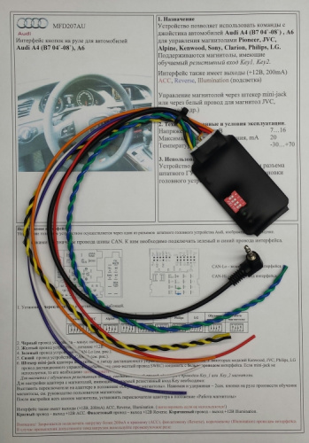 Интерфейс кнопок на руле Zexma MFD207AU