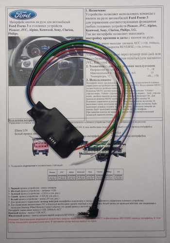 Интерфейс кнопок на руле Zexma MFD207FO фото 2