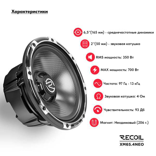 Среднечастотная акустика (Мидбасс). Акустическая система RECOIL XM65.4NEO. Цена от – 29&nbsp;990 руб. фото 5